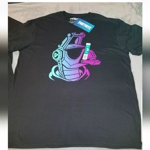 Men's Fortnite Soldier Trooper Gaming Headset Colorful Graphic Black Tshirt XL